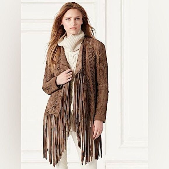 Ralph Lauren ~ Collection Made In Italy Helene Fringed Goat Suede Jacket - Picture 11 of 16